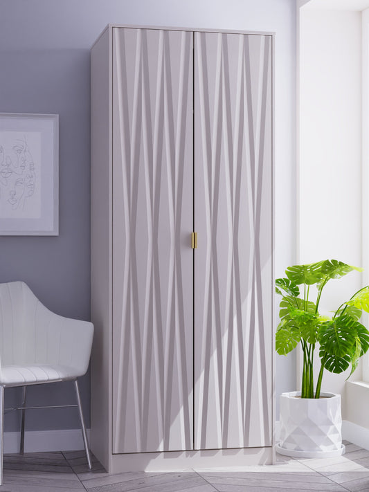 Diamond Tall Wardrobe Off-White 2 Doors 197cm