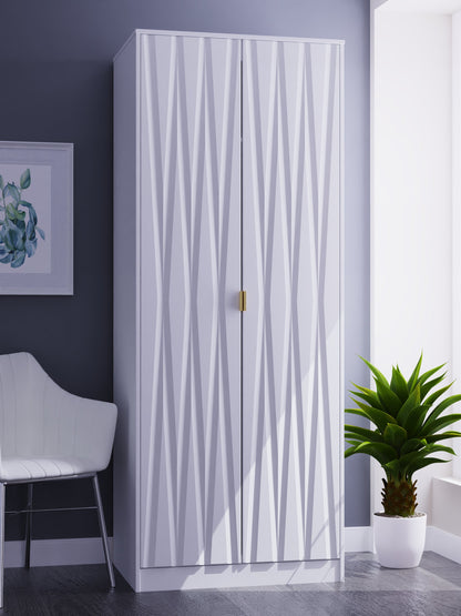 Diamond Tall Wardrobe White 2 Doors 197cm
