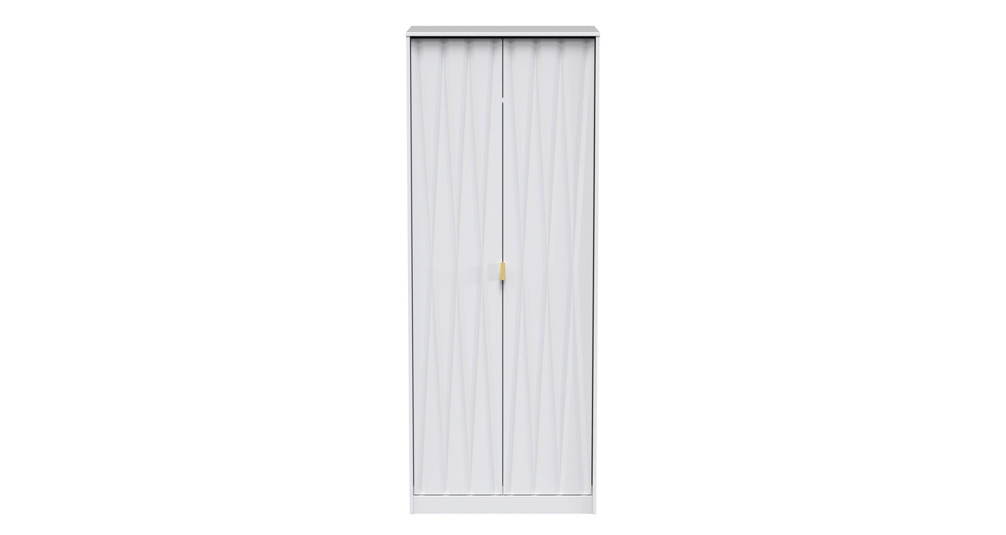 Diamond Tall Wardrobe White 2 Doors 197cm