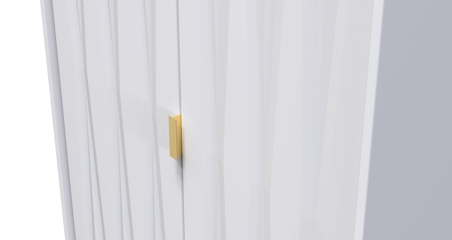 Diamond Tall Wardrobe White 2 Doors 197cm