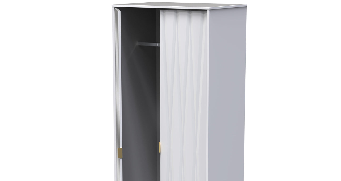 Diamond Tall Wardrobe White 2 Doors 197cm
