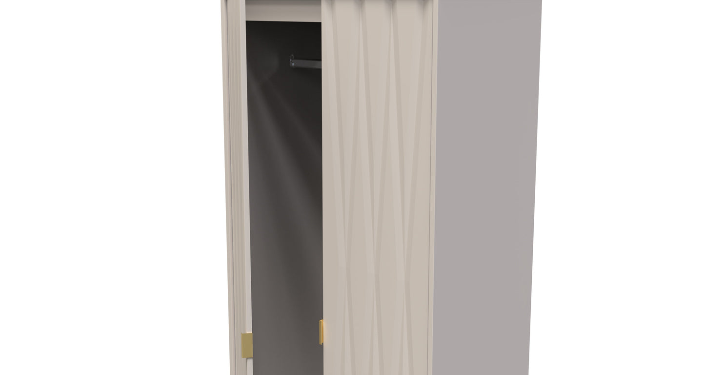 Diamond Tall Wardrobe Off-White 2 Doors 2 Drawers 197cm