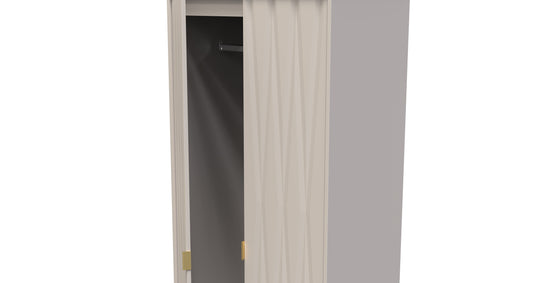 Diamond Tall Wardrobe Off-White 2 Doors 2 Drawers 197cm