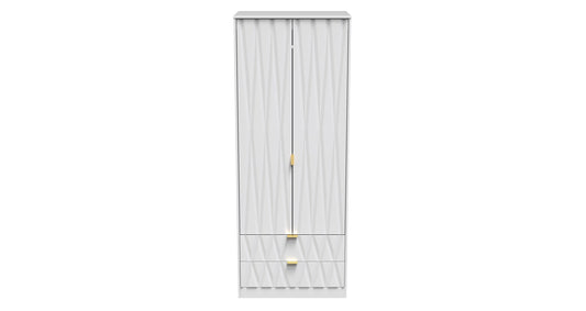 Diamond Tall Wardrobe White 2 Doors 2 Drawers 197cm