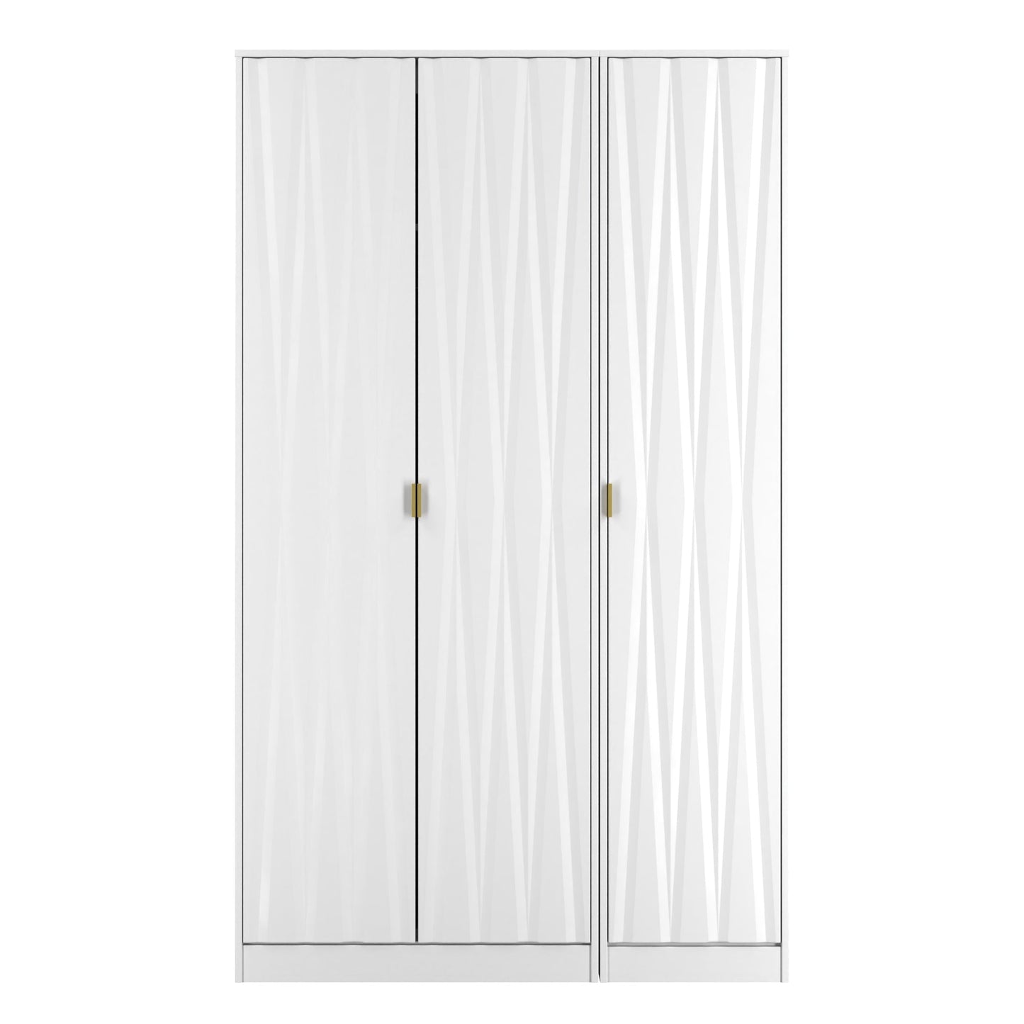 Diamond Tall Wardrobe White 3 Doors 1 Shelf 198cm