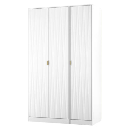 Diamond Tall Wardrobe White 3 Doors 1 Shelf 198cm