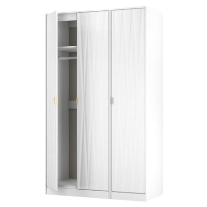 Diamond Tall Wardrobe White 3 Doors 1 Shelf 198cm