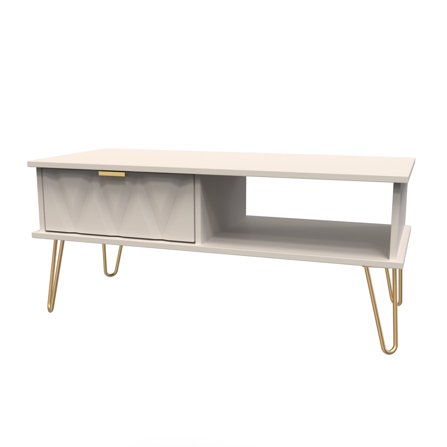 Diamond Coffee Table Off-White 1 Shelf 1 Drawer 92cm