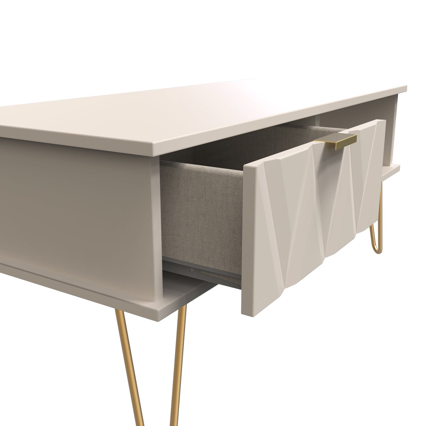 Diamond Coffee Table Off-White 1 Shelf 1 Drawer 92cm