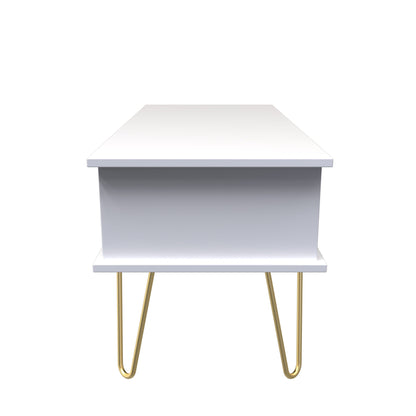 Diamond Coffee Table White 1 Shelf 1 Drawer 92cm