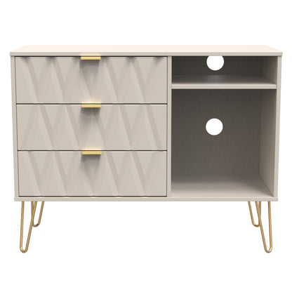Diamond TV Unit Off-White 2 Shelves 3 Drawers 97cm