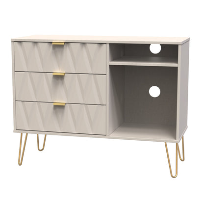 Diamond TV Unit Off-White 2 Shelves 3 Drawers 97cm
