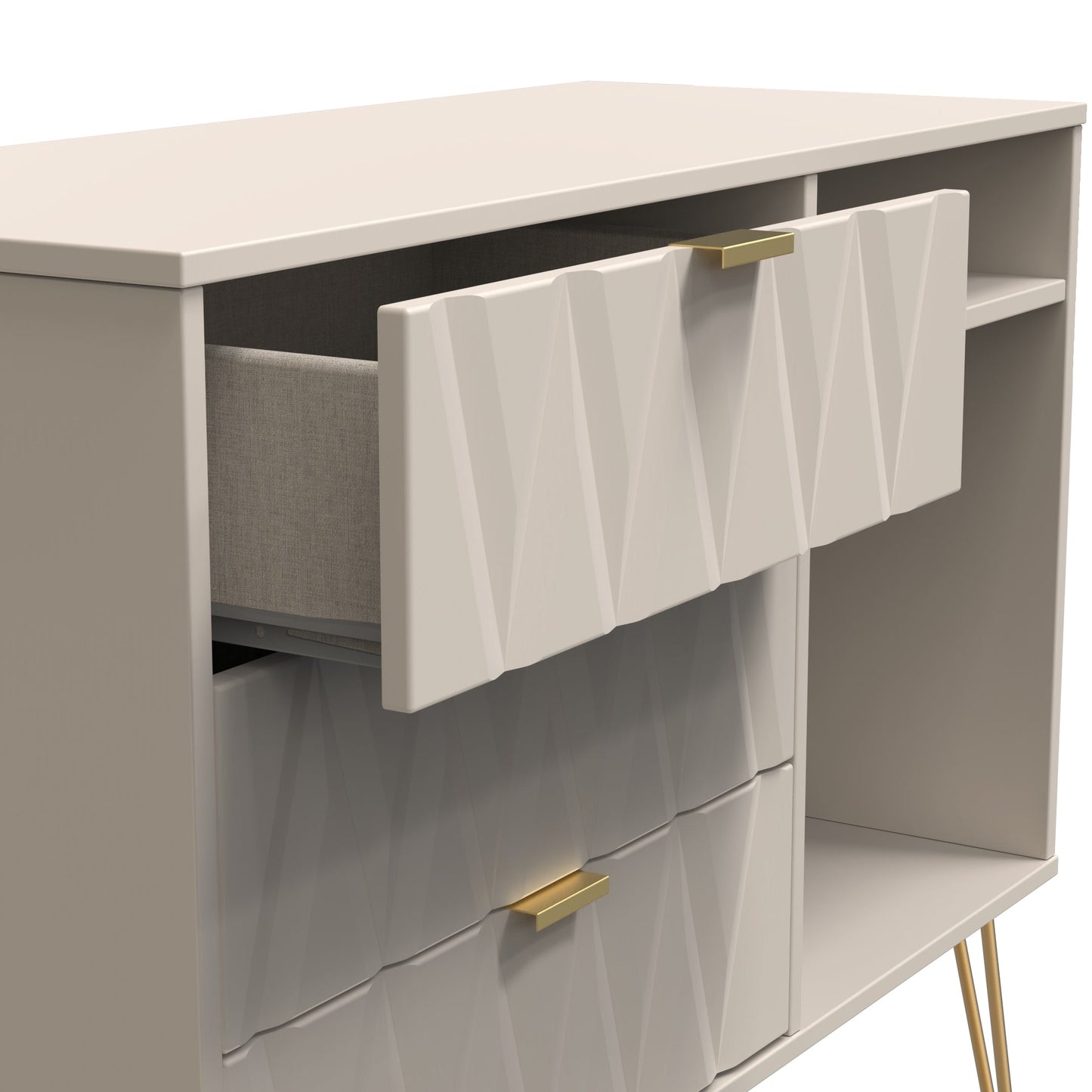 Diamond TV Unit Off-White 2 Shelves 3 Drawers 97cm