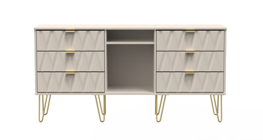 Diamond Large Sideboard Off-White 2 Shelves 6 Drawers 152cm