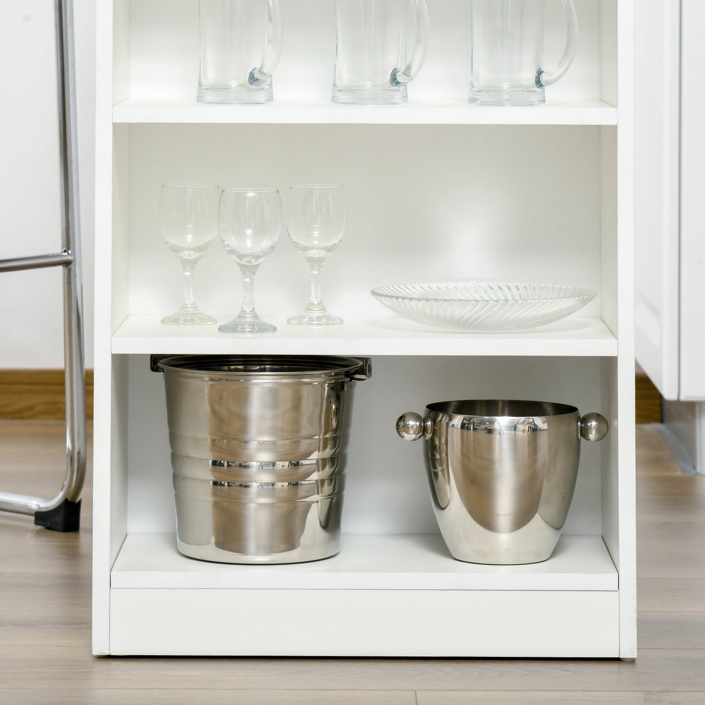 Bar Table Coffee Table Kitchen Dining Table with 4-Tier Storage Shelf for Kitchen