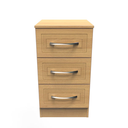 Dorset Bedside Table Oak 3 Drawers 70cm