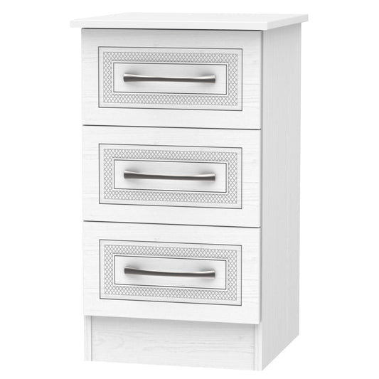 Dorset Bedside Table White 3 Drawers 70cm