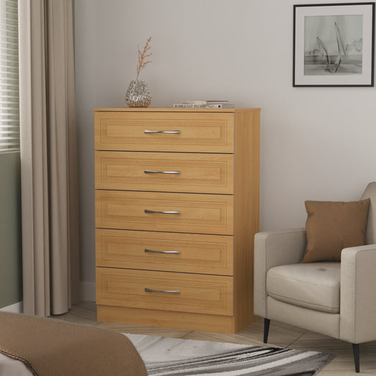 Dorset Tall Chest of Drawers Oak 5 Drawers 108cm