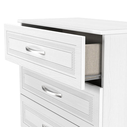 Dorset Tall Chest of Drawers White 5 Drawers 108cm