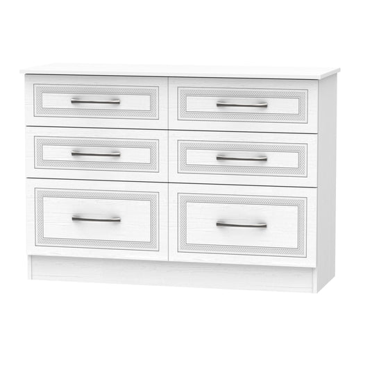 Dorset Large Chest of Drawers White 6 Drawers 110cm
