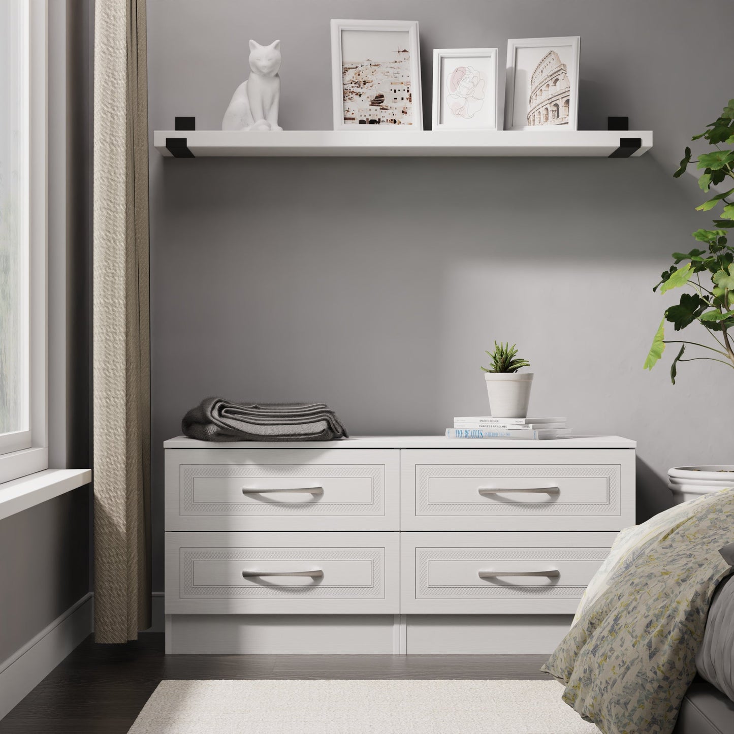 Dorset Large Chest of Drawers White 4 Drawers 110cm