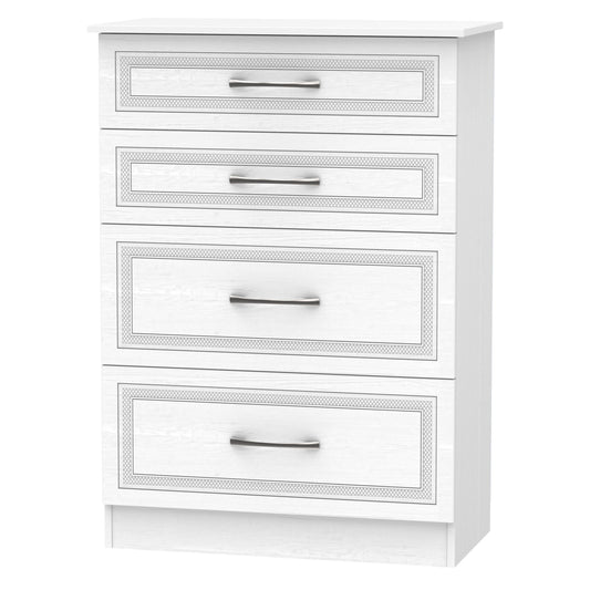 Dorset Tall Chest of Drawers White 4 Drawers 108cm