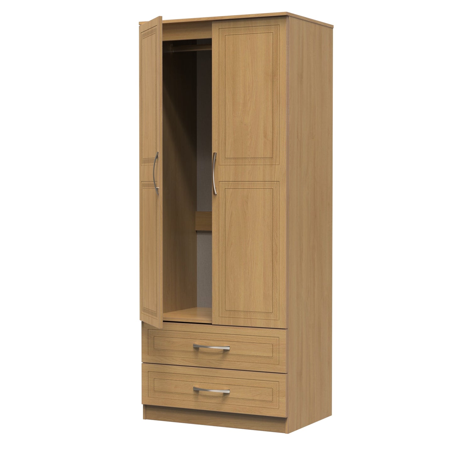 Dorset Tall Wardrobe Oak 2 Doors 2 Drawers 182cm