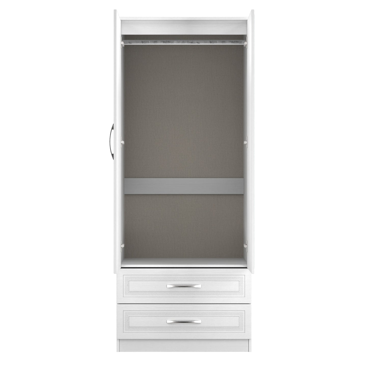 Dorset Tall Mirror Wardrobe White 2 Doors 2 Drawers 182cm