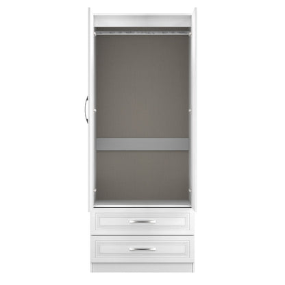 Dorset Tall Mirror Wardrobe White 2 Doors 2 Drawers 182cm