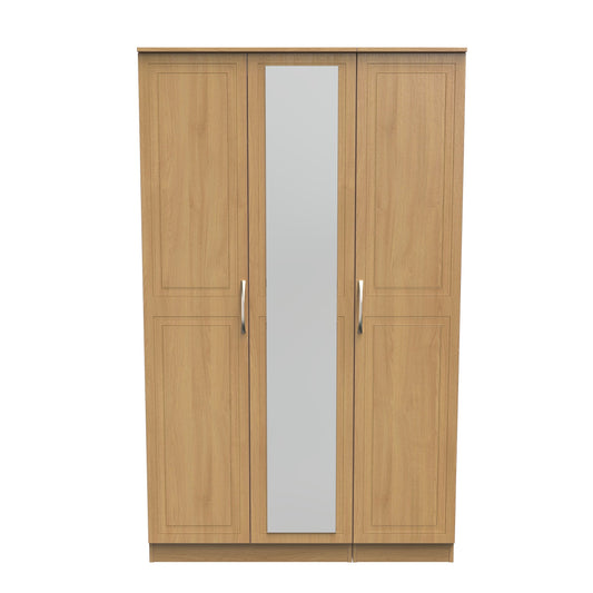 Dorset Tall Mirror Wardrobe Oak 1 Shelf 182cm
