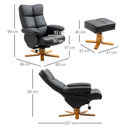 Homcom Faux Leather Swivel Recliner Chair with Footstool
