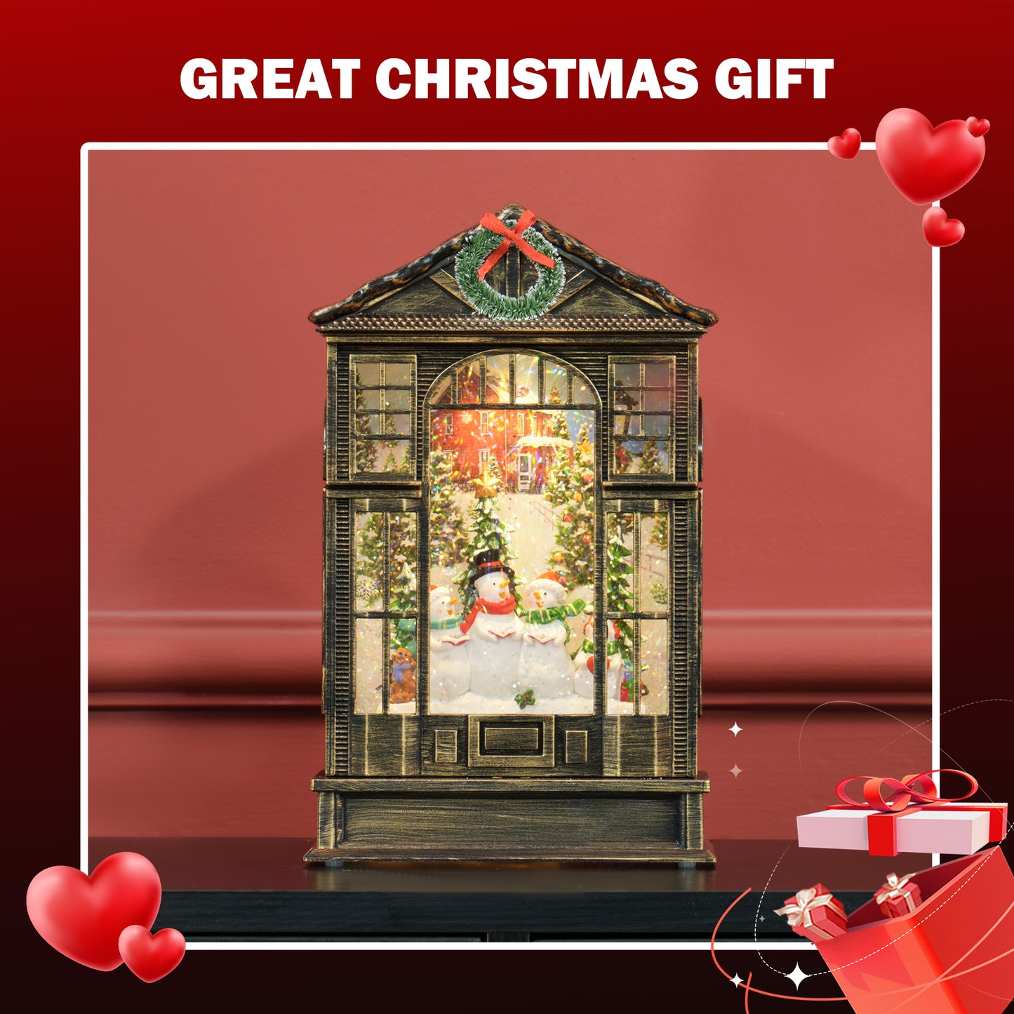 Christmas Ornament Snow Globe Warm White Indoor LED - 25cm
