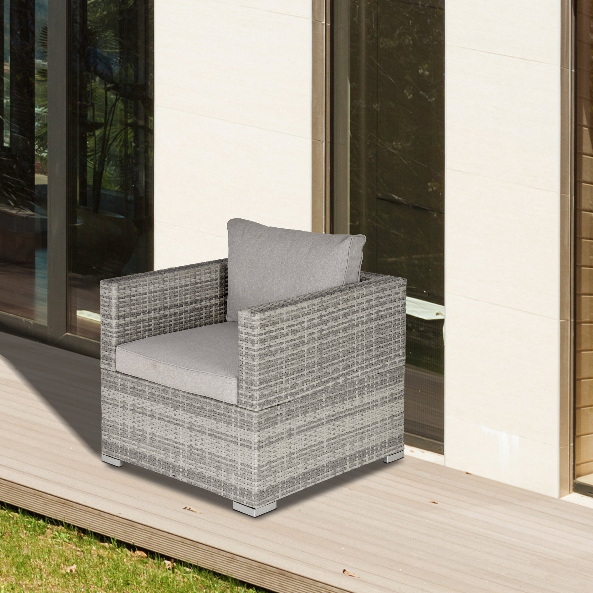 Outdoor Patio Furniture Single Rattan Sofa Chair Padded Cushion