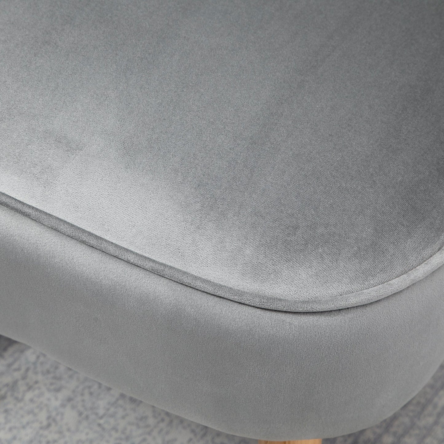 Velvet-Feel Tub Chair and Footstool - Grey