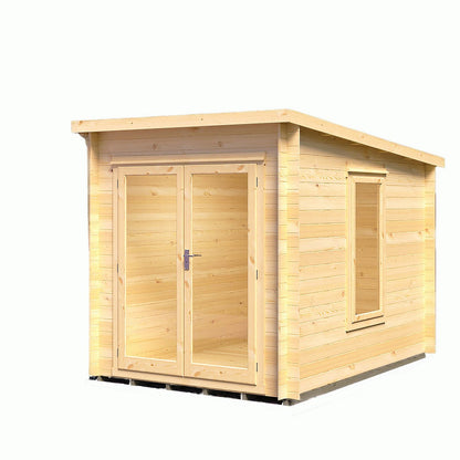 Shire Emneth 6' 10" x 9' 9" Pent Log Cabin - Premium 19mm Cladding Log Clad