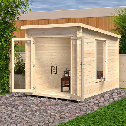 Shire Emneth 6' 10" x 9' 9" Pent Log Cabin - Premium 19mm Cladding Log Clad