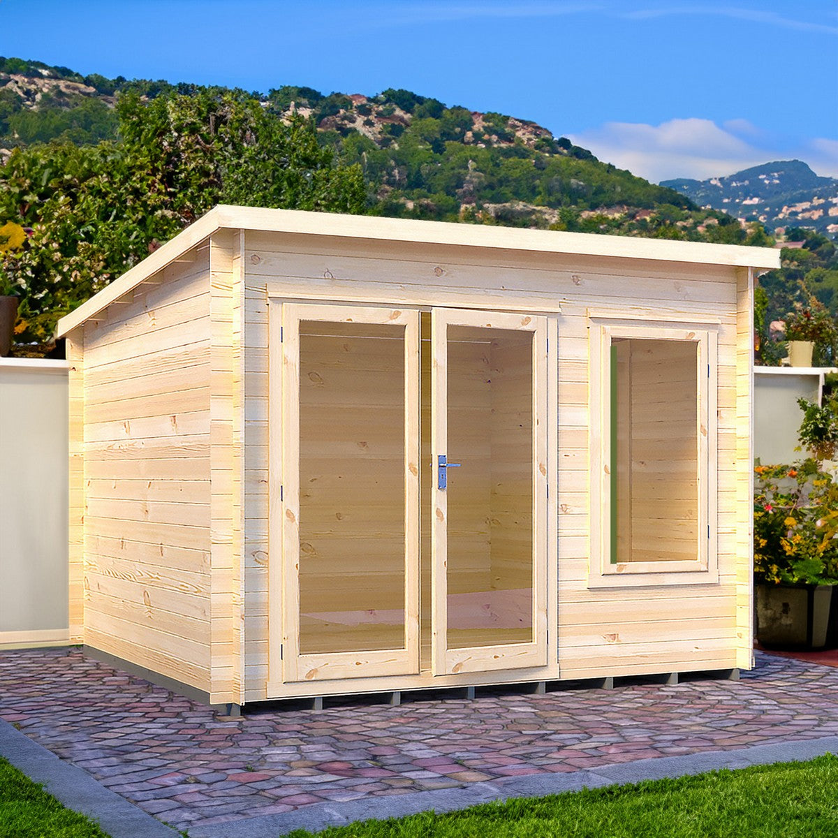 Shire Emneth 9' 9" x 9' 9" Pent Log Cabin - Premium 19mm Cladding Log Clad Primary Image