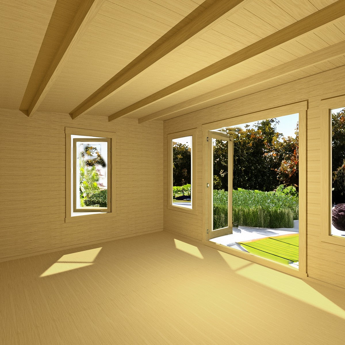 Shire Emneth 12' 9" x 9' 9" Pent Log Cabin - Premium 19mm Cladding Log Clad