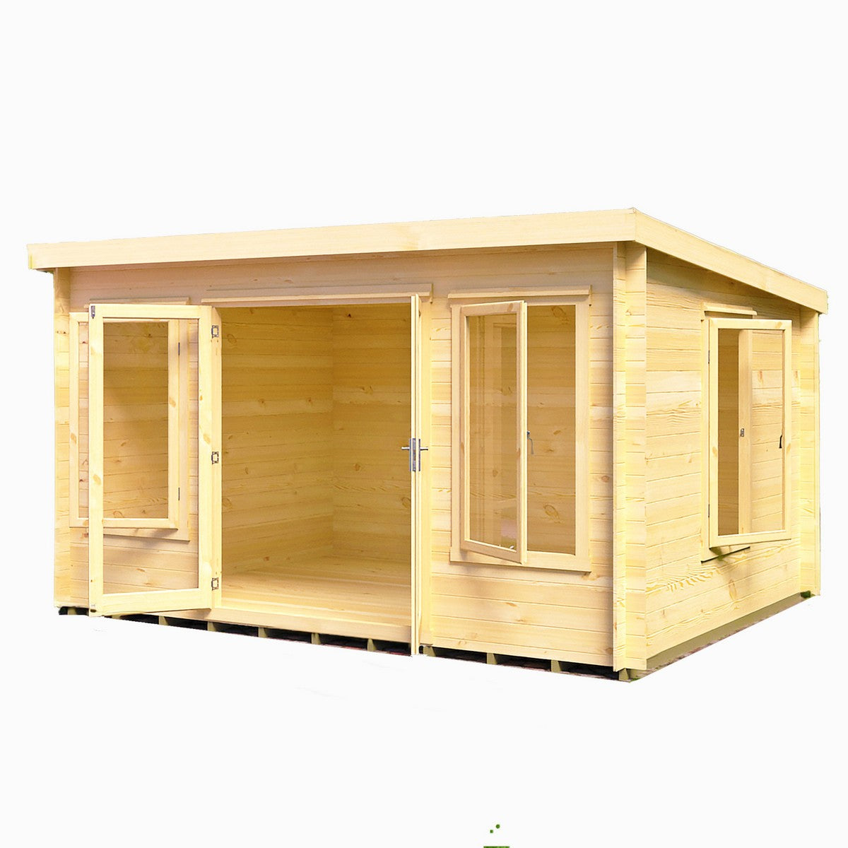 Shire Emneth 12' 9" x 9' 9" Pent Log Cabin - Premium 19mm Cladding Log Clad