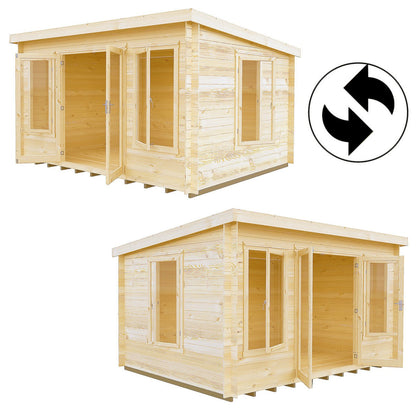 Shire Emneth 12' 9" x 9' 9" Pent Log Cabin - Premium 19mm Cladding Log Clad