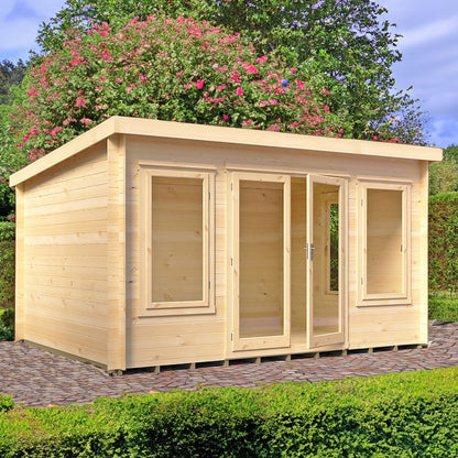 Shire Emneth 12' 9" x 9' 9" Pent Log Cabin - Premium 19mm Cladding Log Clad