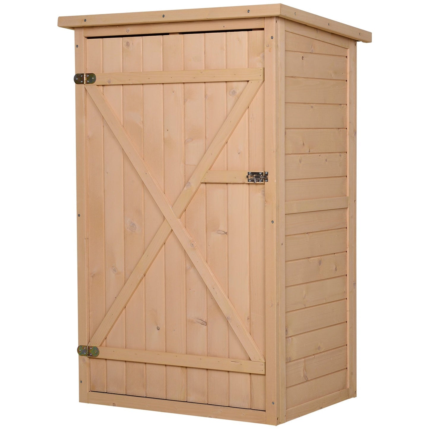 Standard 75cm Single Door Pent Garden Store With Shelves Fir Wood Natural by Steadfast Primary Image
