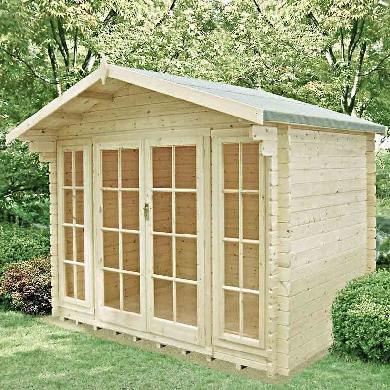 Shire Shire Epping 11' 9" x 7' 10" Apex Log Cabin - Premium 28mm Cladding Tongue & Groove