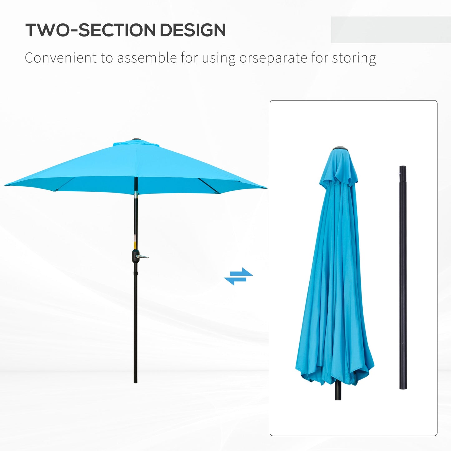 Outsunny 2.6M Patio Parasol Sun Umbrella