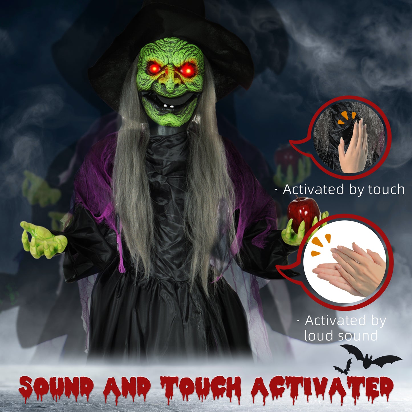 Animated Witch Halloween Decoration - 180cm