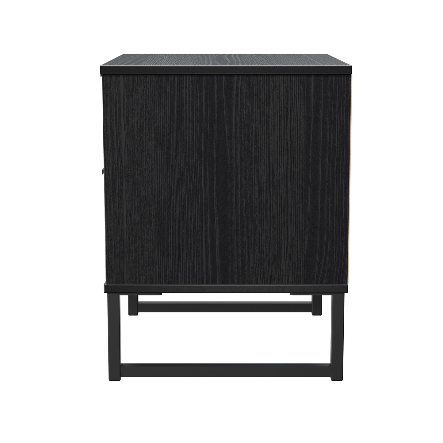 Fluted Bedside Table Black 2 Drawers 60cm