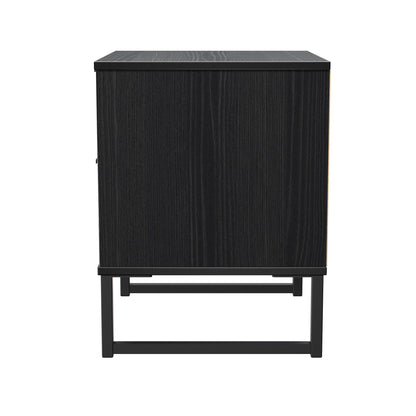 Fluted Bedside Table Black 2 Drawers 60cm