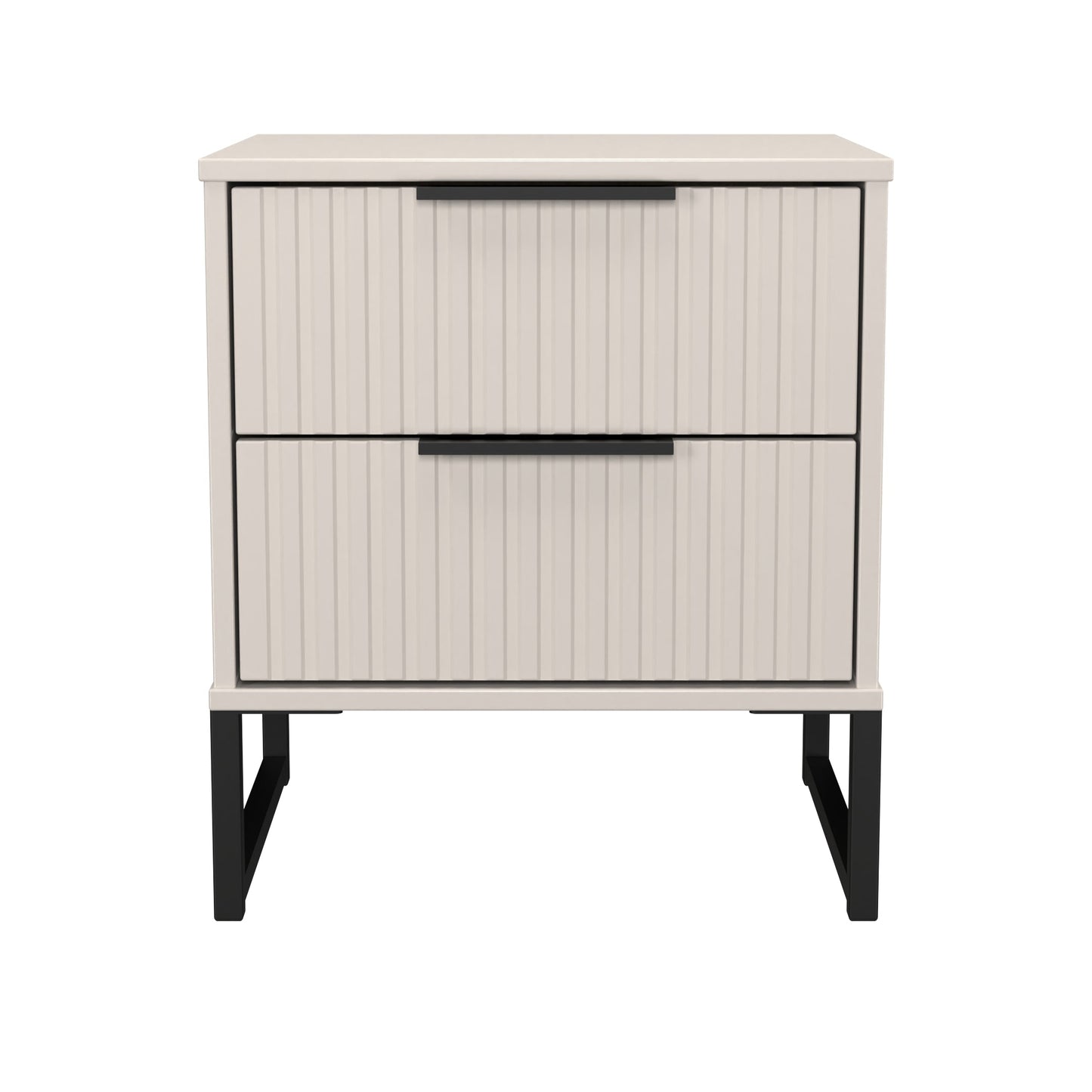 Fluted Bedside Table Off-White 2 Drawers 60cm