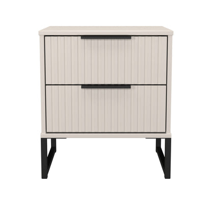 Fluted Bedside Table Off-White 2 Drawers 60cm