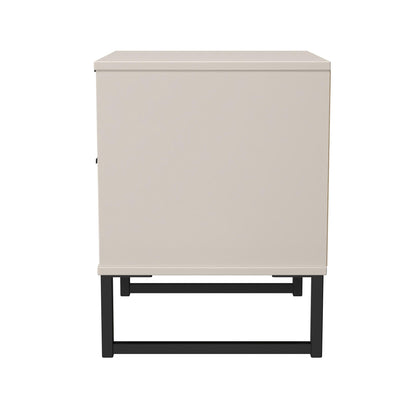 Fluted Bedside Table Off-White 2 Drawers 60cm